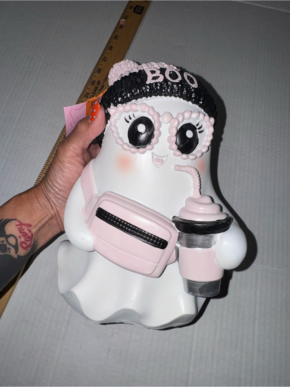 Ghost with beanie Halloween decor BNWT